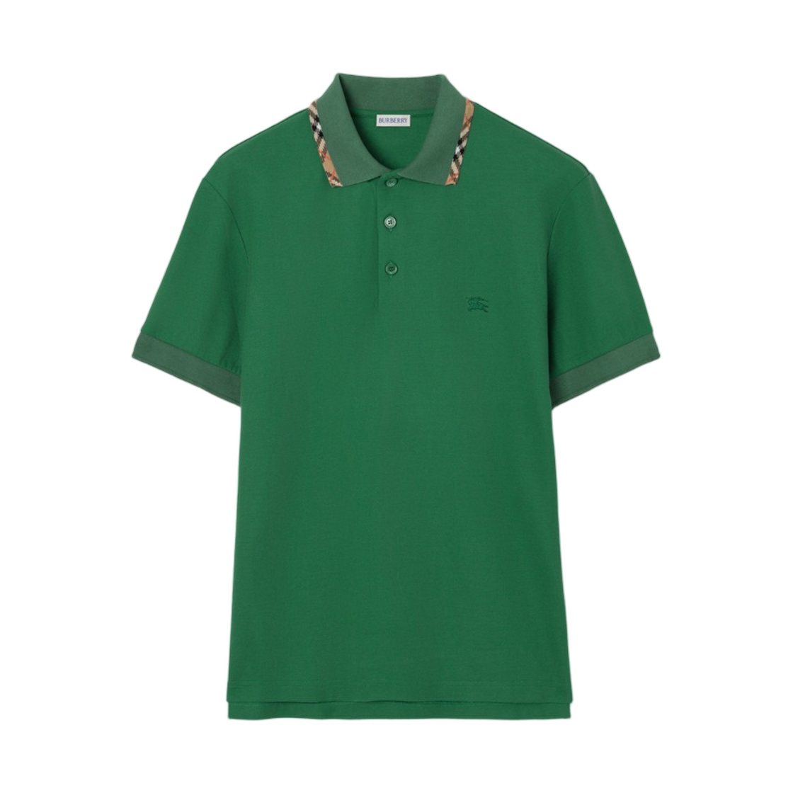 8127684 Burberry Check Trim Cotton Polo Shirt Jade Green