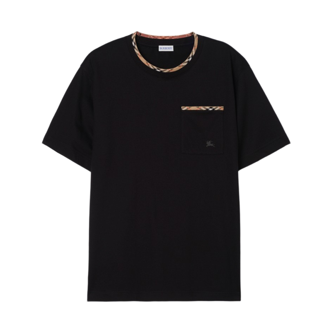 8127628 Burberry Check Trim Cotton T-Shirt Black