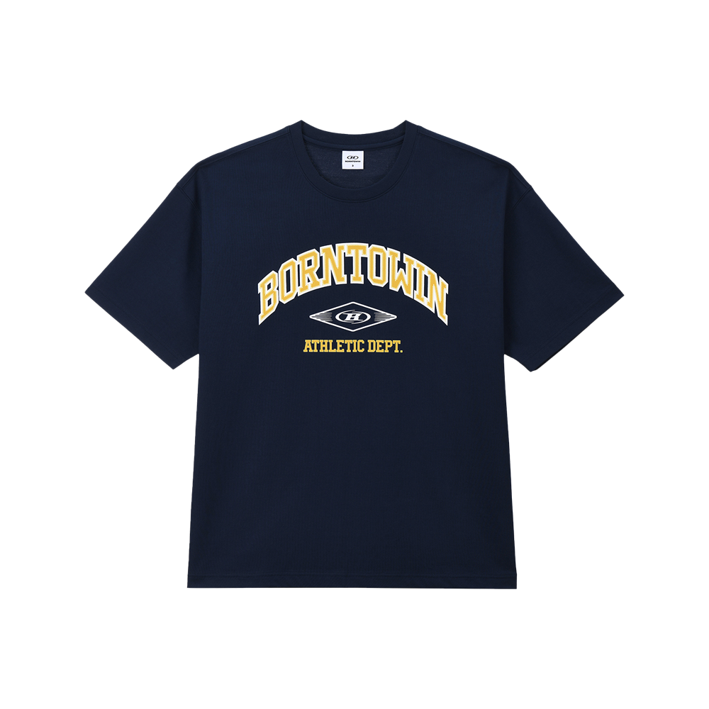 BH2MST214NV BORN TO WIN Borntowin Arch Logo T-Shirts Navy