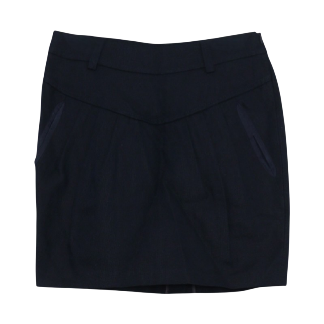 ITOPTML8GQ85 Brunello Cucinelli Navy Linen Blend Women's Pocket Skirt