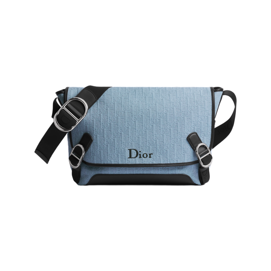 1DBME214SLD-H522 Dior Jet Flap Strap Bag Medium Dior Oblique Jacquard Myosotis Blue