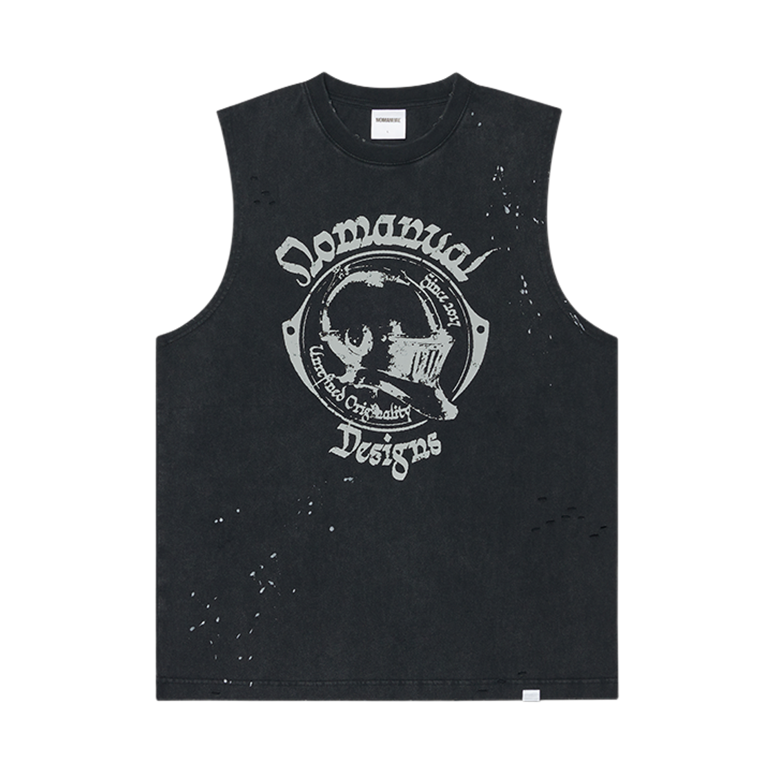 노매뉴얼 조우스트 워시드 슬리브리스 티 워시드 블랙(NOMANUAL Joust Washed Sleeveless Tee Washed Black)