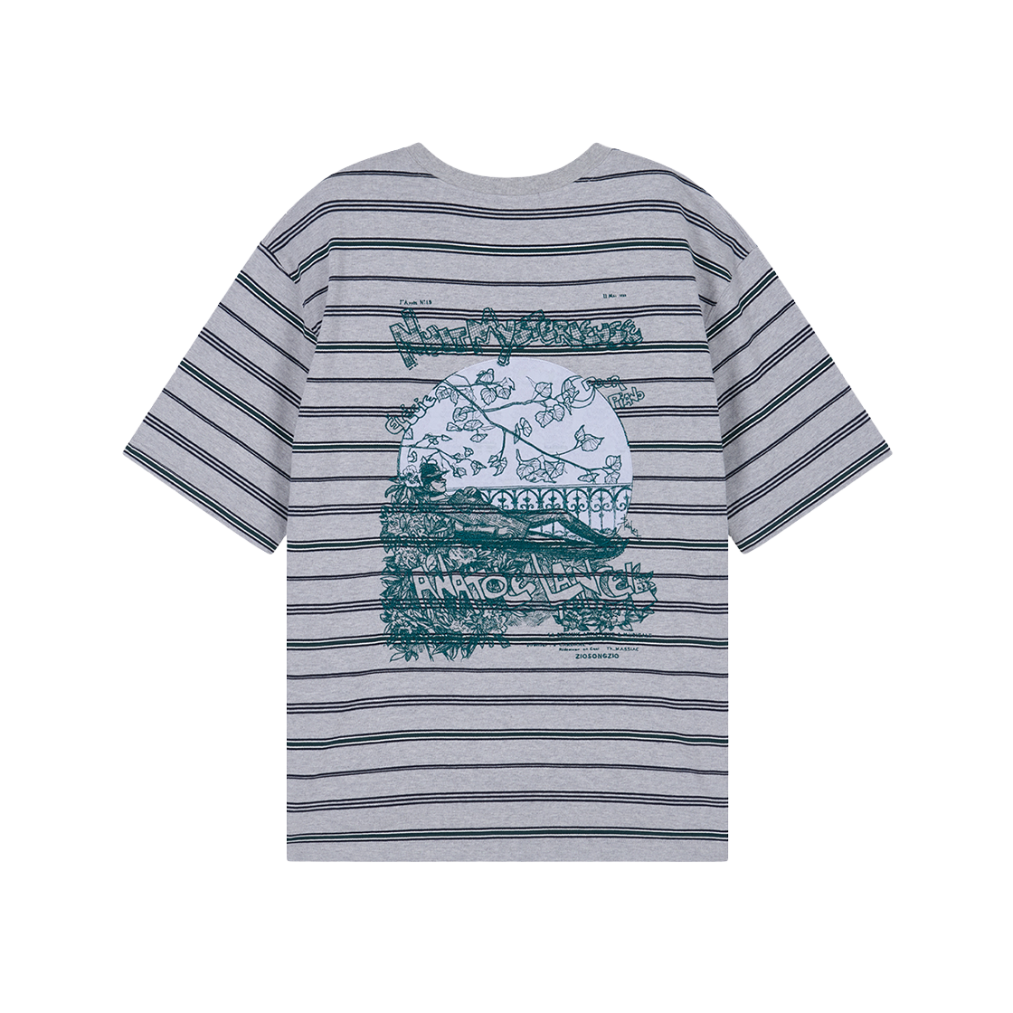 지오송지오 아나톨 아트워크 스트라이프 티셔츠 그레이 ZI3TS379GY(ZIOSONGZIO Anatole Artwork Stripe T Shirt Gray)