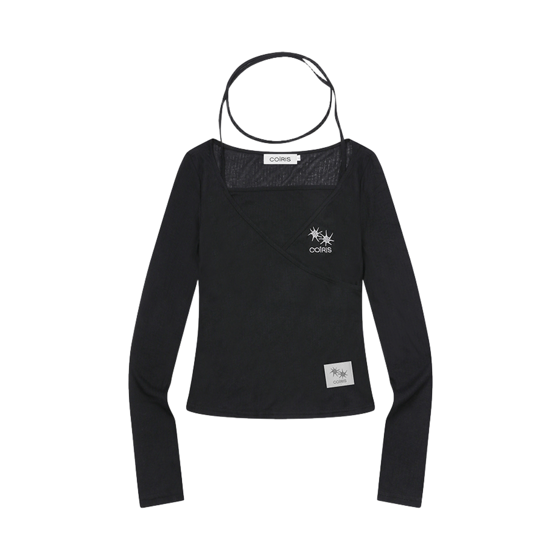 C-P00000GK Coiris Liare Layered Strap Neck Long Sleeve T Black