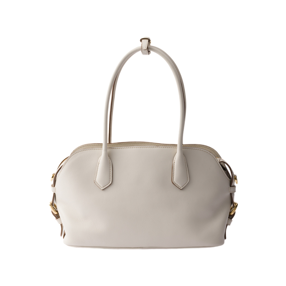 프라다 미디움 레더 토트백 초크 화이트(Prada Medium Leather Tote Bag Chalk White) - 2