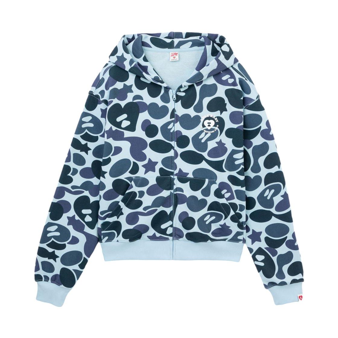 (W) 베이프 카모 후드 집업 스웨터 블루((W) BAPE Camo Hooded Zip Up Sweater Blue)