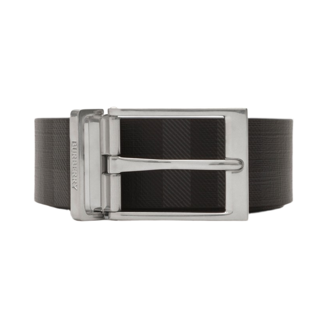 8127473 Burberry Reversible Check Belt Iron Grey Black Palladium