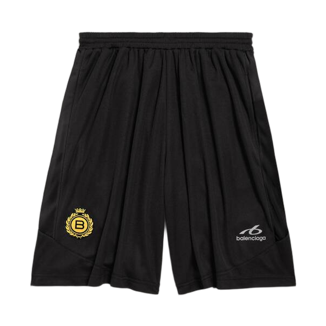 777709TUVZ71000 Balenciaga Soccer Baggy Shorts Black