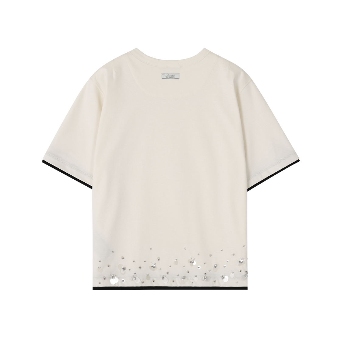 (W) 송지오 플로럴 세퀸 티셔츠 크림((W) SONGZIO Floral Sequin T Shirt Cream) - 2