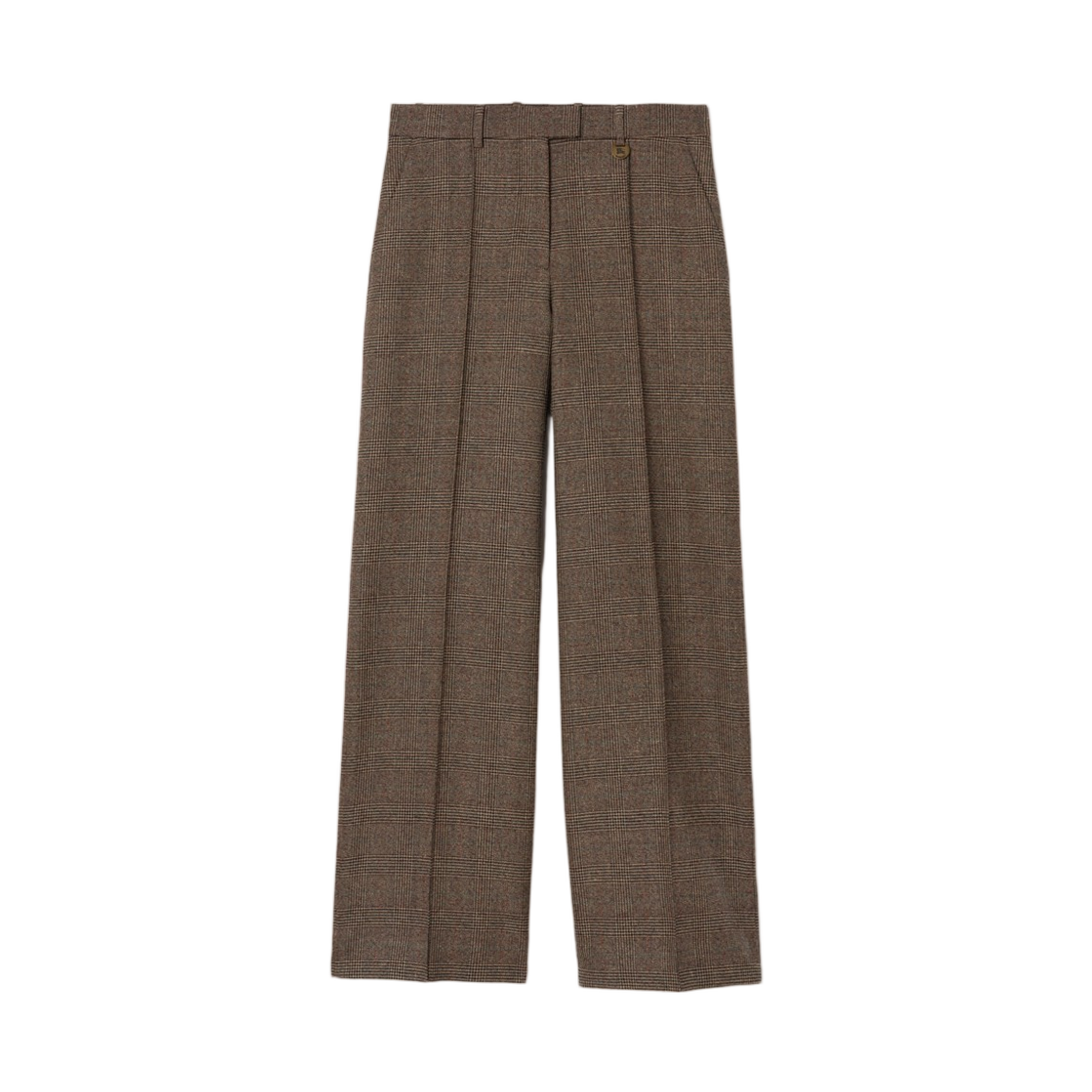 8127796 (W) Burberry Check Wool Linen Blend Tailored Trousers Soap Beige Brown