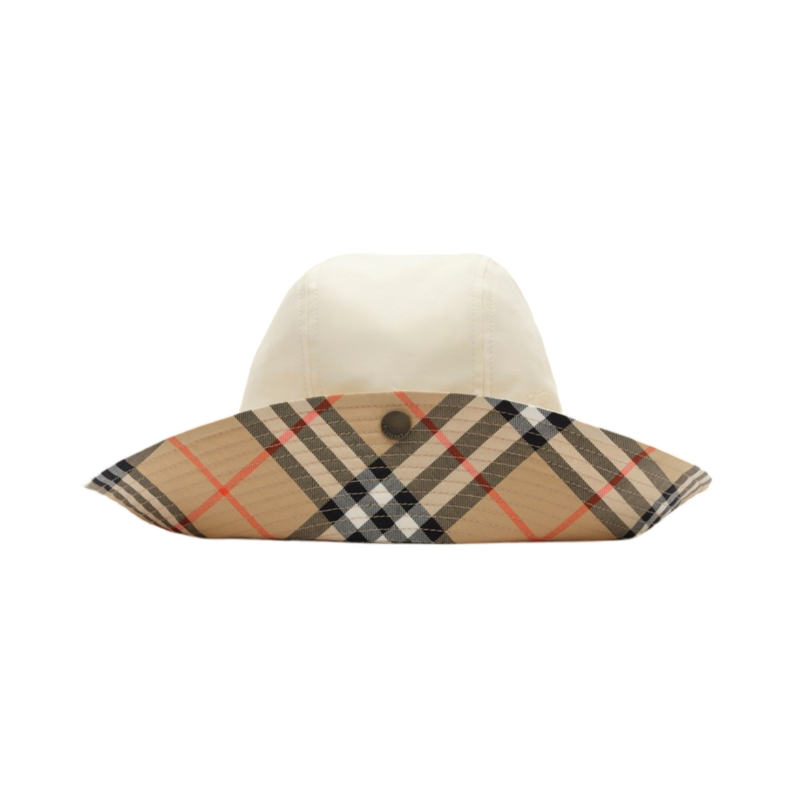 8126554 Burberry Check Brim Tropical Gabardine Hat Tundra White