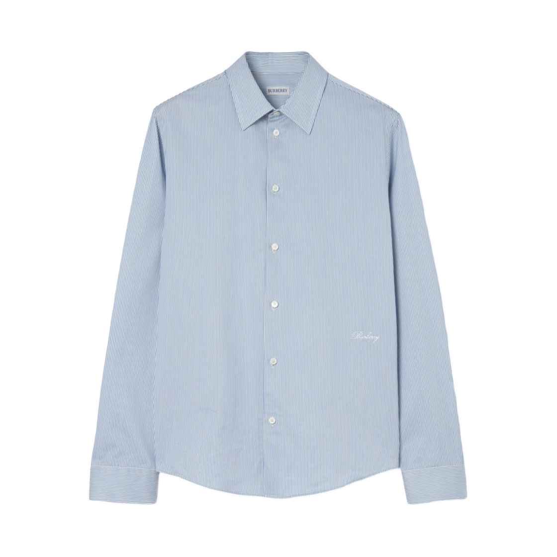 8127251 Burberry Slim Fit Striped Cotton Shirt Sunbleached Blue