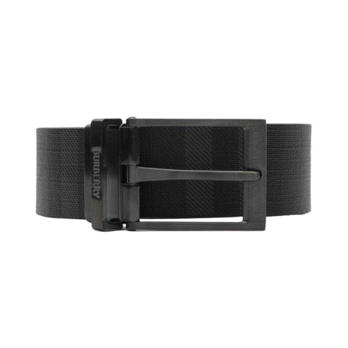8127472 Burberry Reversible Check Belt Iron Grey Black Graphite
