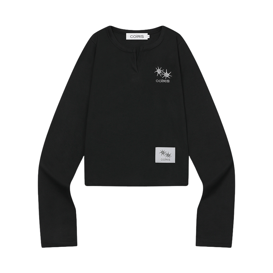 C-P00000GV Coiris Ruben Slit V-Neck Long Sleeve T Black