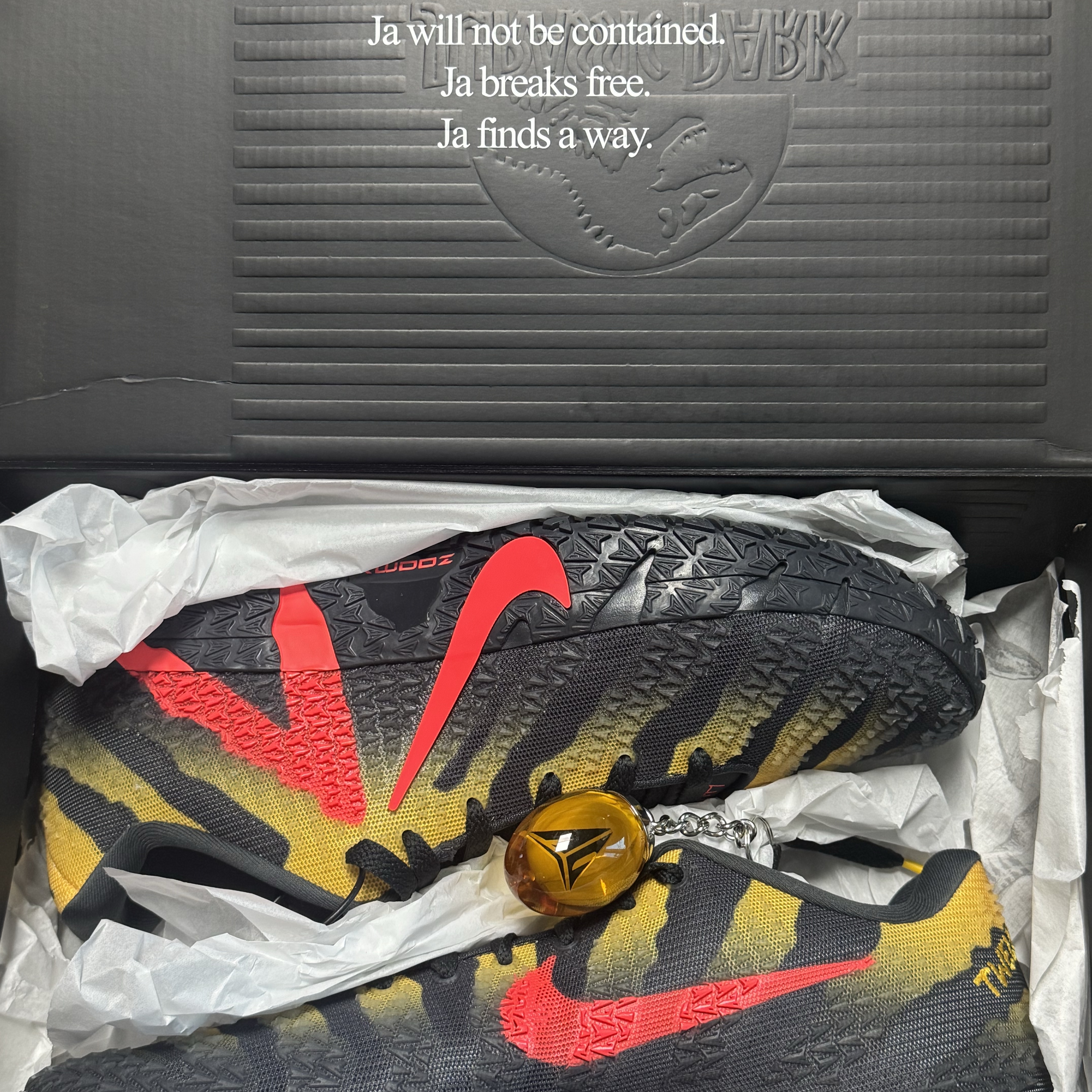 Nike x Jurassic Park Ja 3 EP Anthracite Bright Crimson 착용 스타일