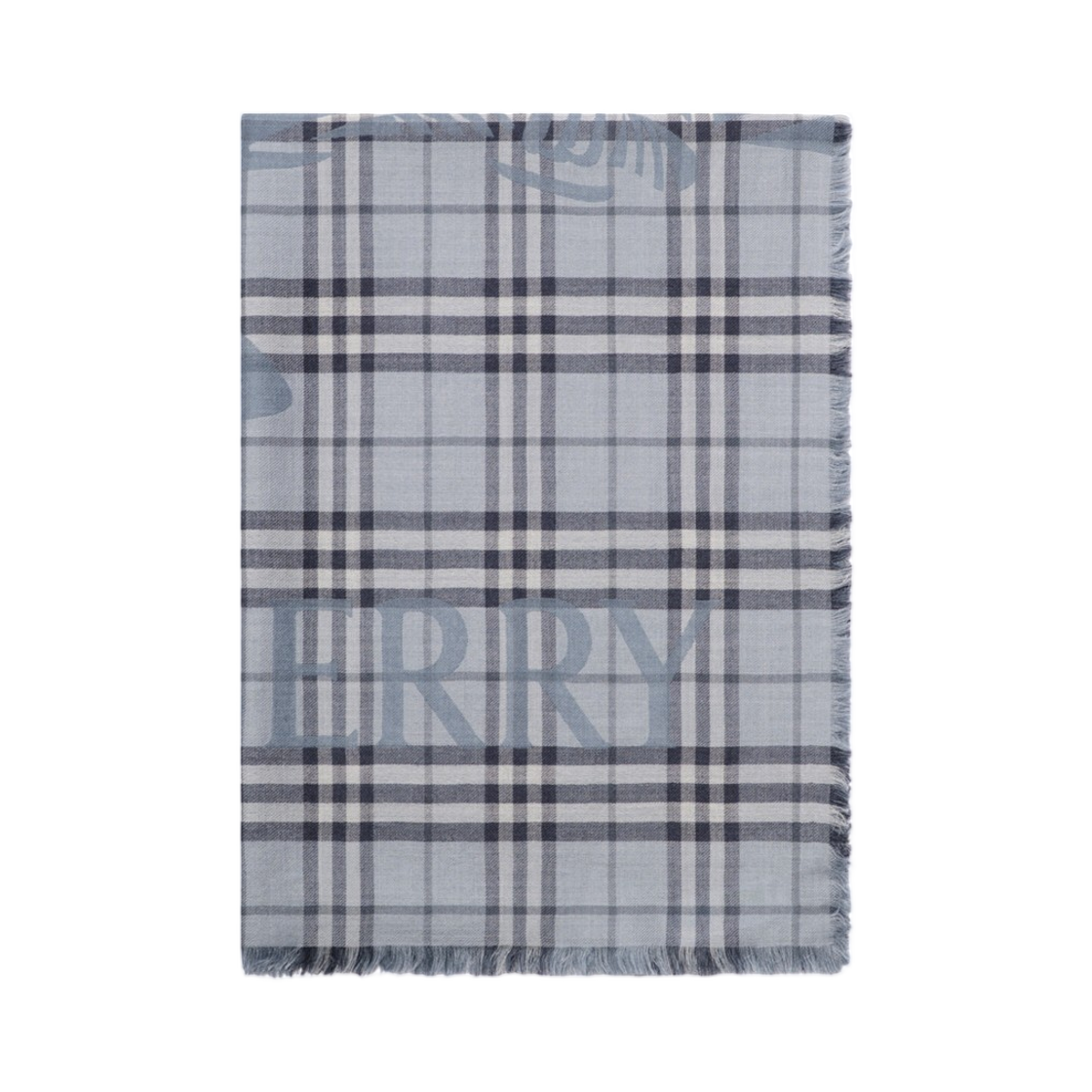 버버리 와이드 나이트 체크 울 실크 스카프 뱅크 블루(Burberry Wide Knight Check Wool Silk Scarf Bank Blue) - 2