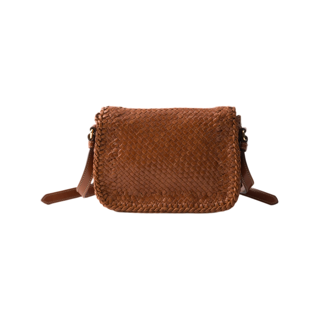 프라다 우븐 레더 미니 숄더백 꼬냑(Prada Woven Leather Mini Shoulder Bag Cognac) - 2