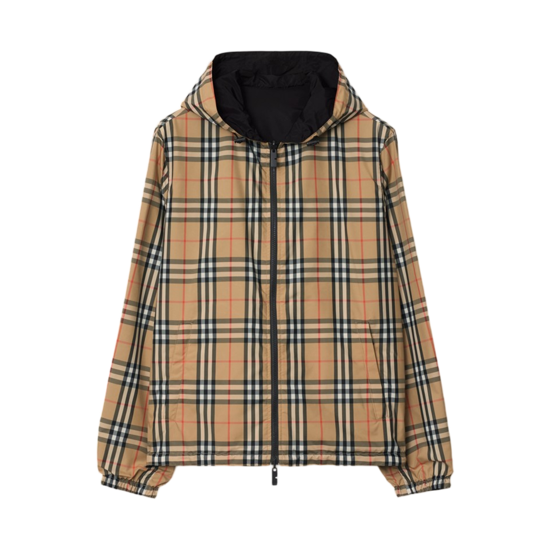 8126536 Burberry Reversible Check Newport Hooded Jacket Sand Beige