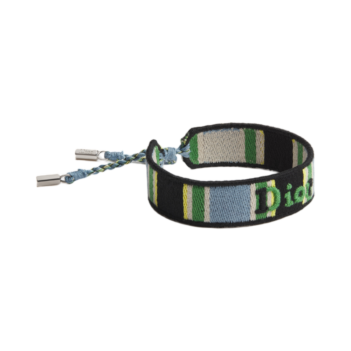 B3380HOMMT-D230 Dior Dioriviera Sun Stripe Bracelet Cotton & Silver Finish Brass Blue Green