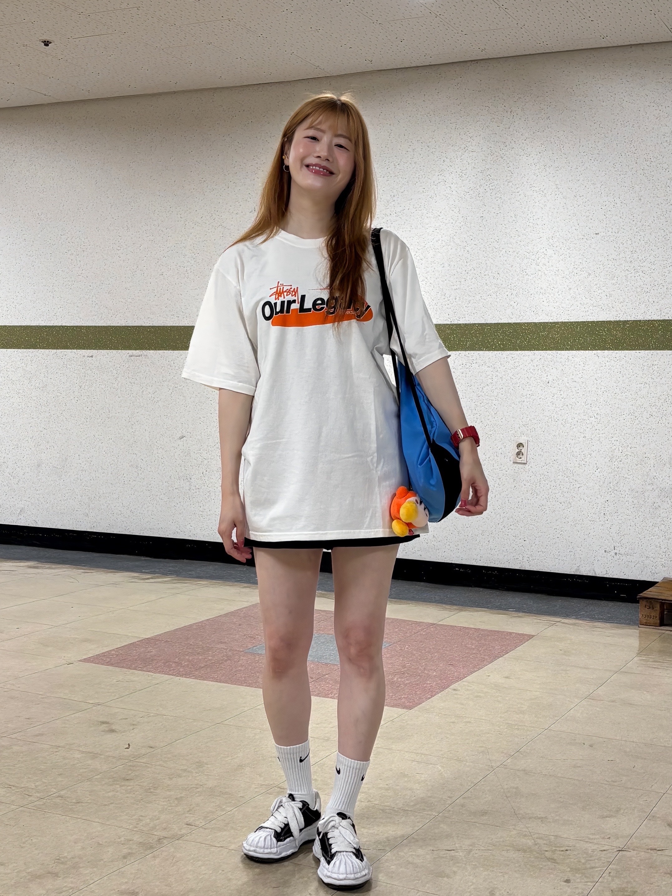 Stussy x Our Legacy Work Shop Swirl Pigment Dyed T-Shirt Natural, Maison Mihara Yasuhiro Blakey OG Sole Canvas Low-top Sneakers Black White 착용 스타일 - 6