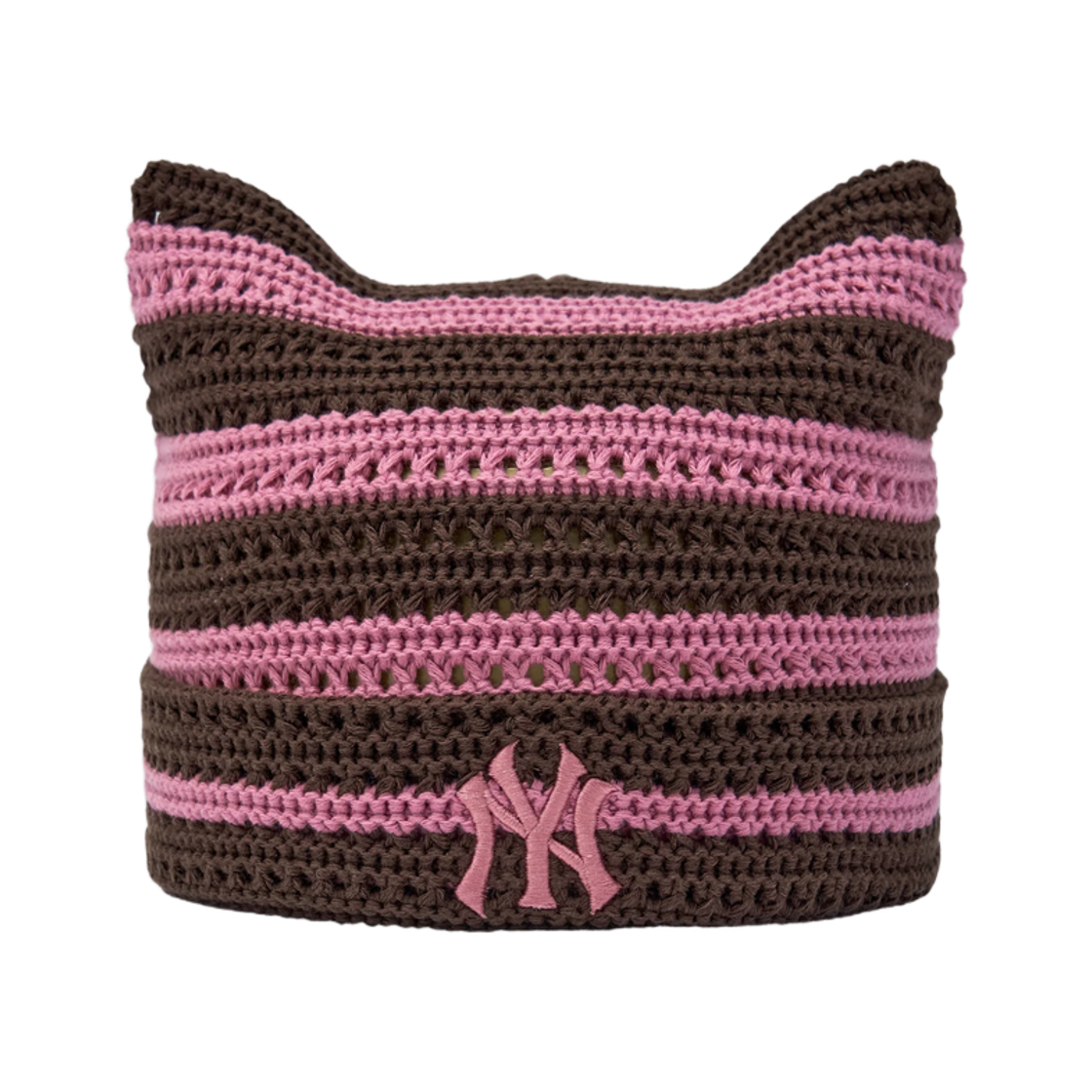 MLB 썸머 스트라이프 미야옹 비니 뉴욕 양키스 브라운(MLB Summer Stripe Meowing Beanie New York Yankees Brown)