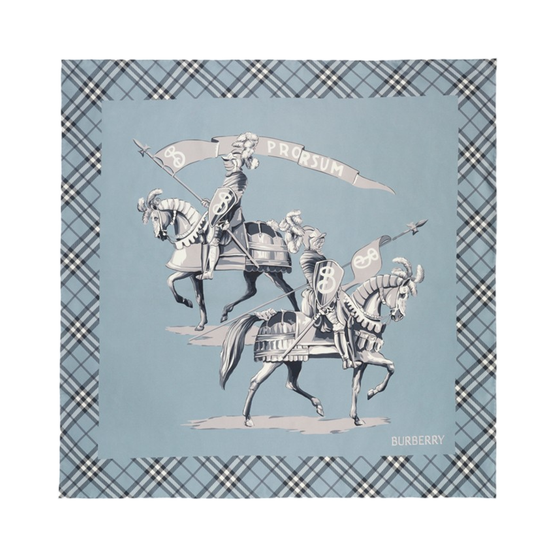 8125814 Burberry Archive Knight Silk Scarf Bank Blue