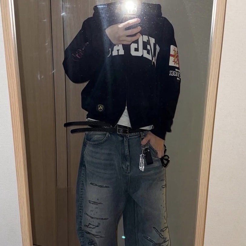 Epr. Layer Double Strap Belt, Epr. Layer Königlicher Zip Hoodie 착용 스타일