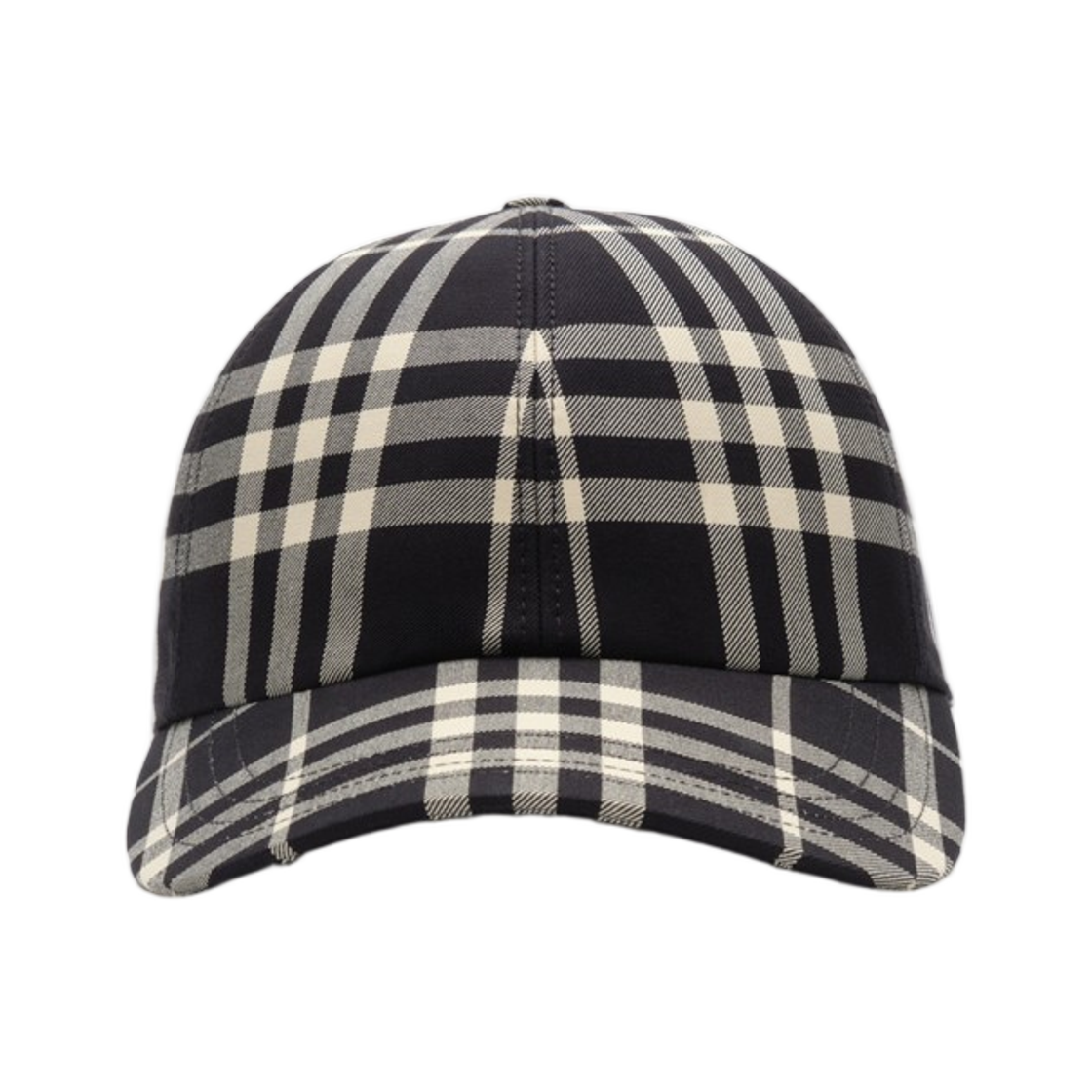 8128345 Burberry Check Cotton Baseball Cap Black Calico Beige