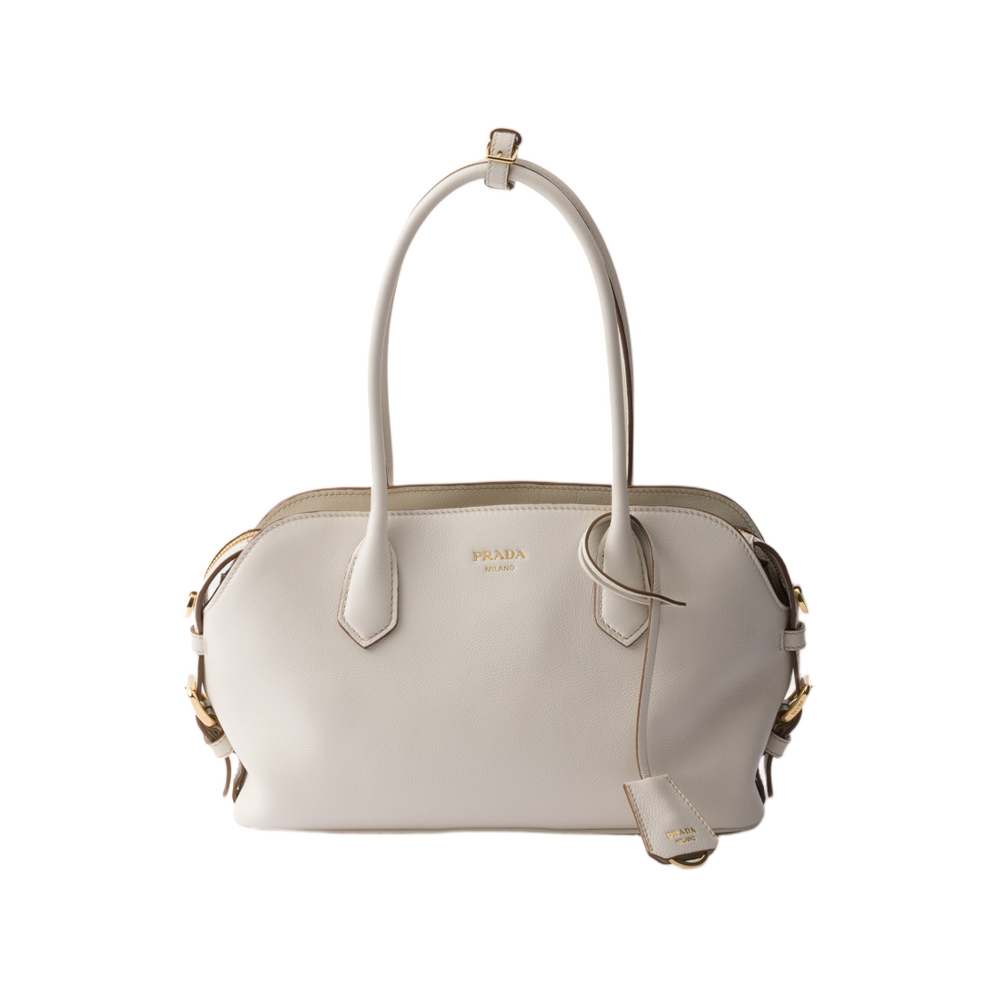 1BG609-2HF2-F0K74 Prada Medium Leather Tote Bag Chalk White