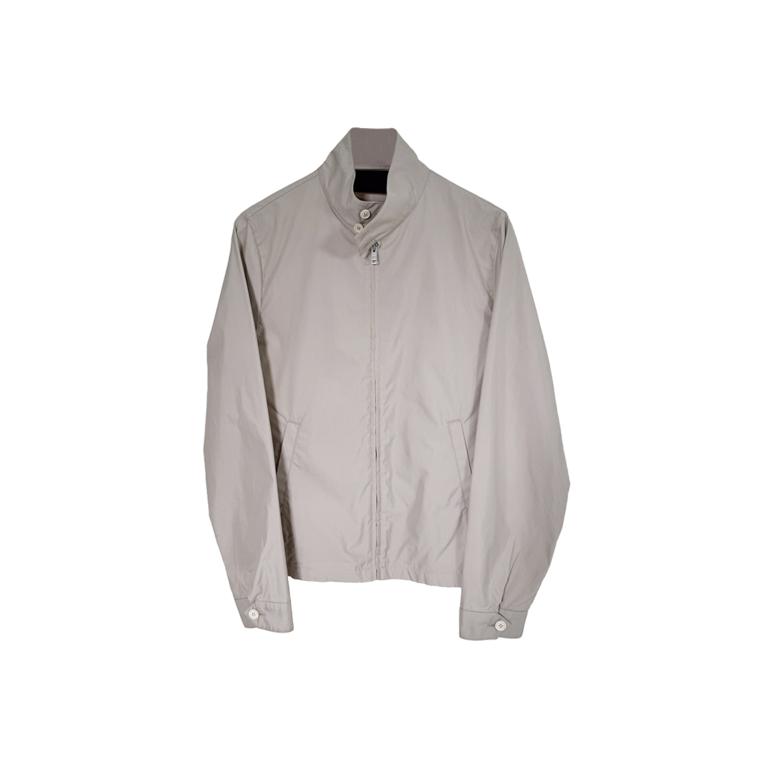 프라다 남성 삼각 로고 블렌드 코튼 백로고 블루종 자켓 베이지(Prada Men Triangle Logo Blend Cotton Back Logo Bomber Jacket Beige)