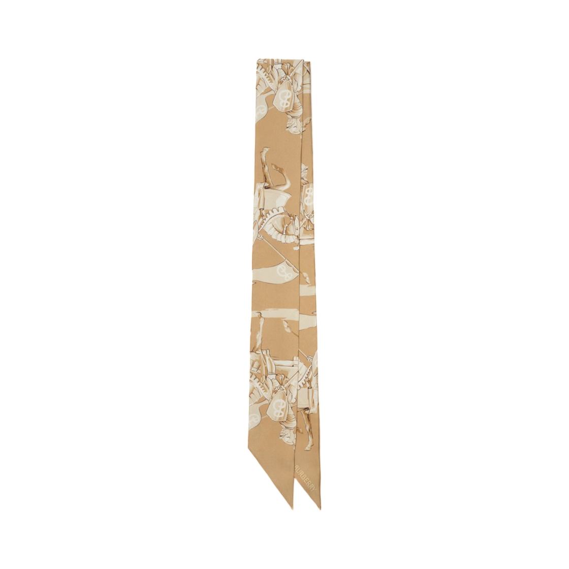 8127895 Burberry Skinny Archive Knight Silk Scarf Finch Beige