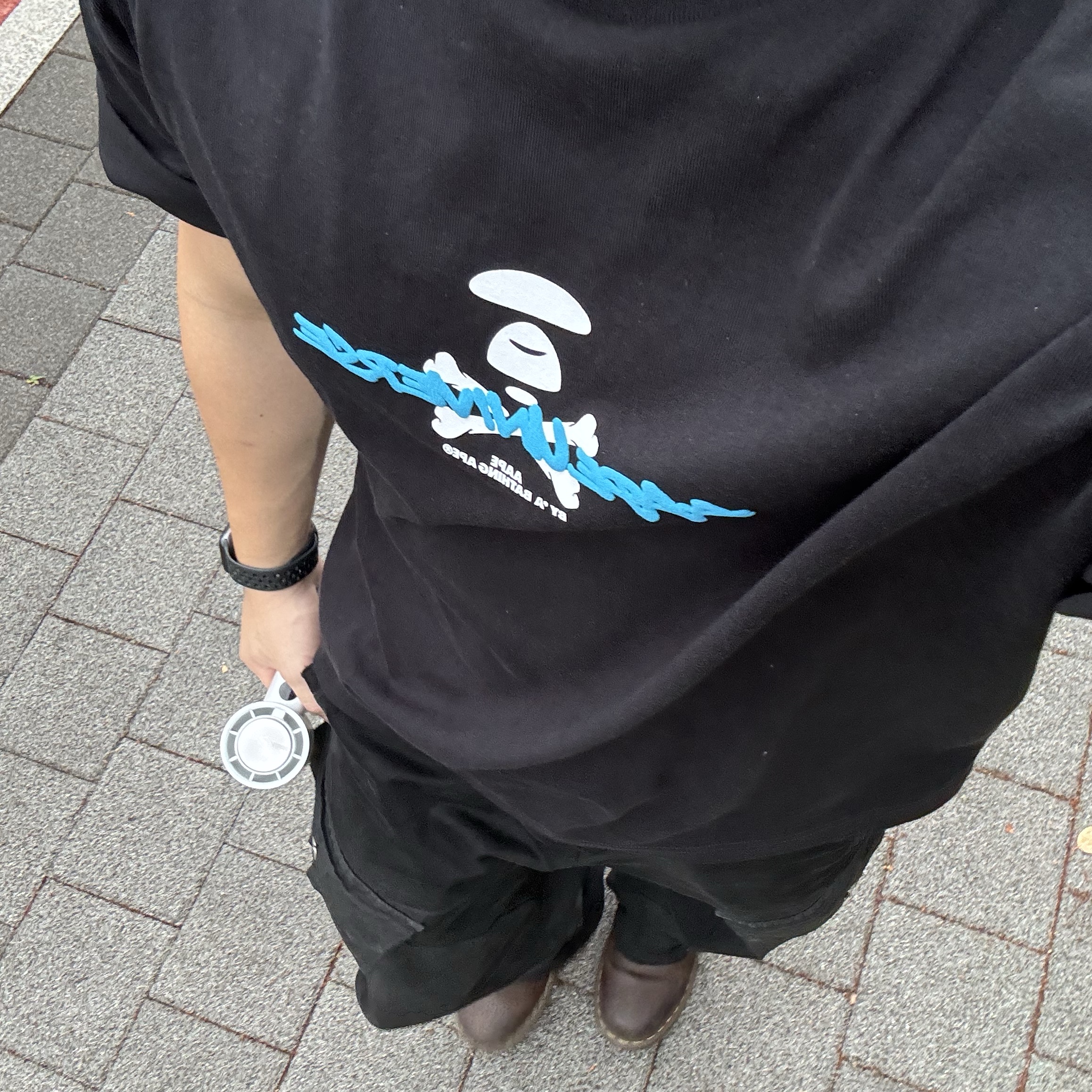 AAPE Basic Universe Graphic Tee Black - 26SS, Dr. Martens 1461 Crazy Horse Dark Brown 착용 스타일 - 1