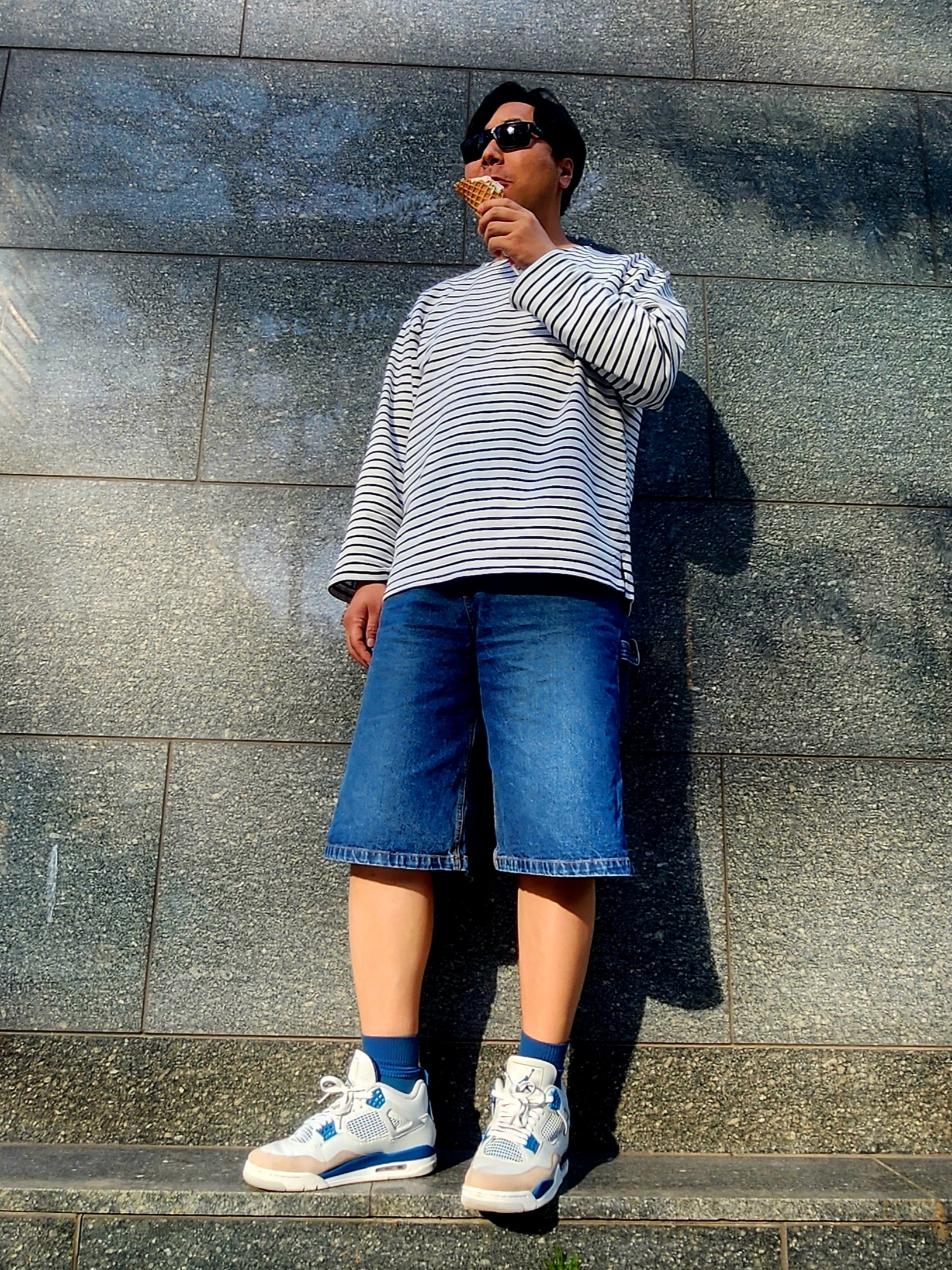General Idea Woman Long Sleeve Border T-Shirts Navy, Jordan 4 Retro Industrial Blue 착용 스타일
