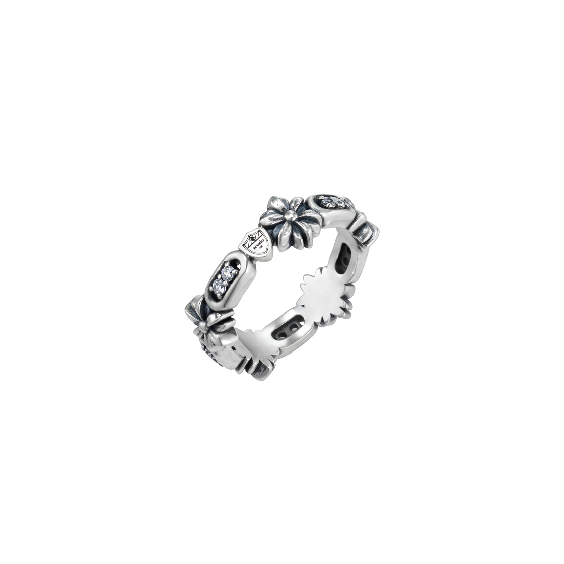 스쿠도 쿠오레 스퀘어 링 [화이트스톤](Scudo Cuore Square Ring [white stone])