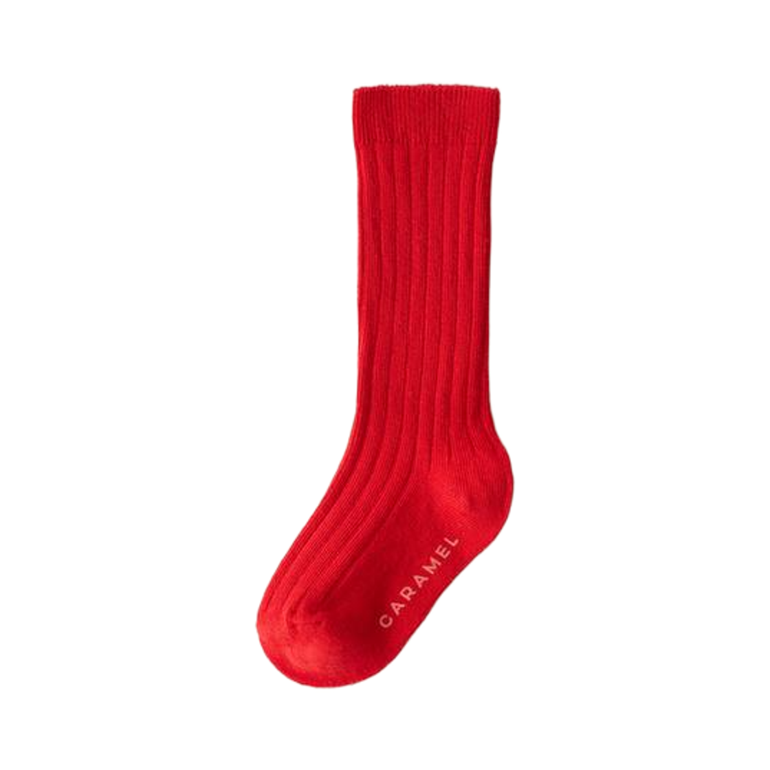 (키즈) 자라 x 카라멜 런던 CALCETIN LARGO RIB 레드((Kids) Zara x Caramel London Ribbed Long Socks Red) - 1