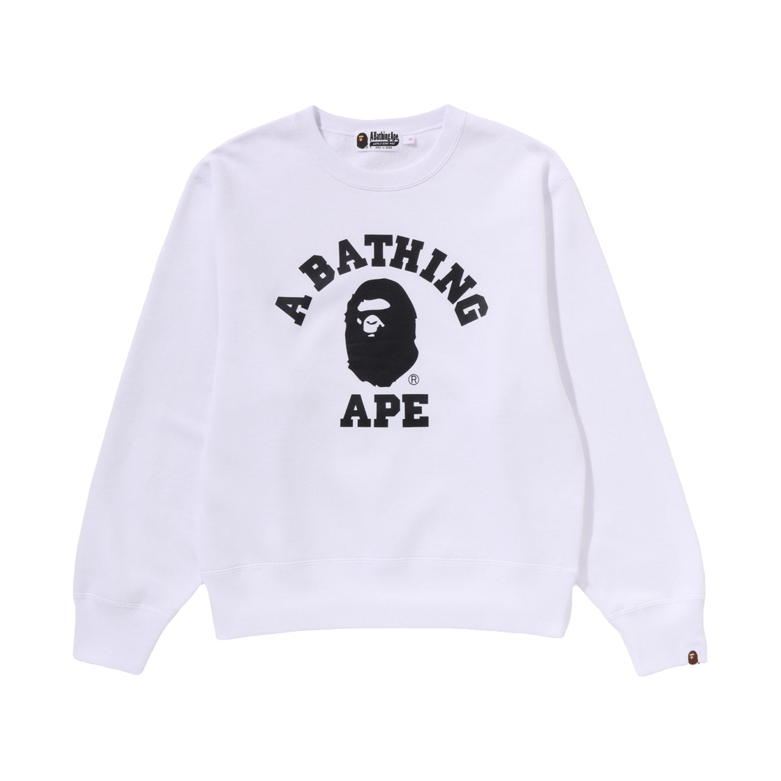 (W) 베이프 컬리지 크루넥 스웨트셔츠 화이트((W) BAPE College Crewneck Sweatshirt White)