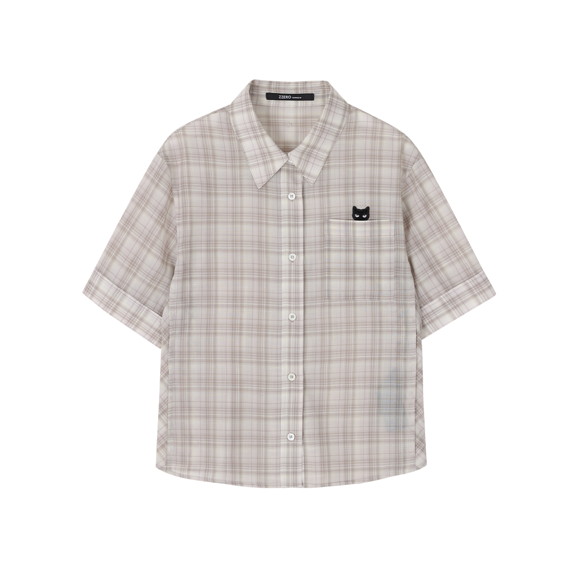 WI3SH853BE (W) SONGZIO ZZERO Panther Check Half Shirt Beige