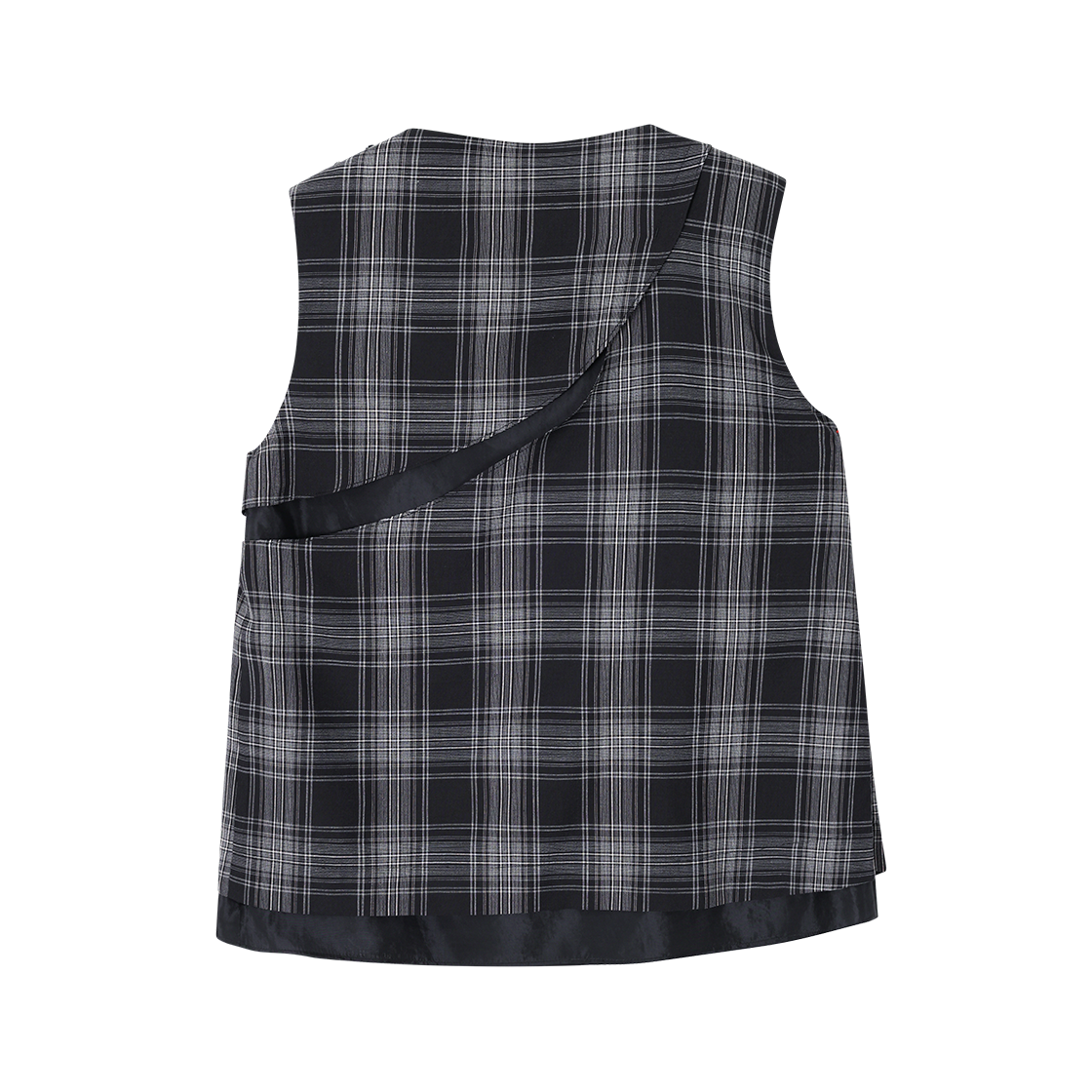 (W) 송지오 노트 체크 블라우스 블랙((W) SONGZIO Knot Check Blouse Black) - 2