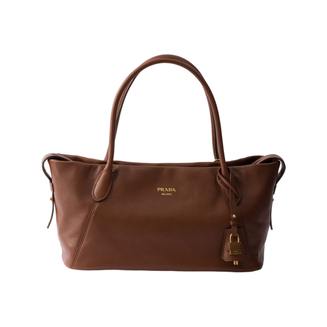 1BG661-2HF2-F0042 Prada Large Leather Tote Bag Chestnut Brown