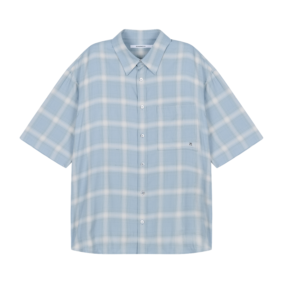 지오송지오 레비테이션 아트워크 체크 하프 셔츠 스카이블루 ZI3SH304SB(ZIOSONGZIO Levitation Artwork Check Half Shirt Sky Blue) - 2