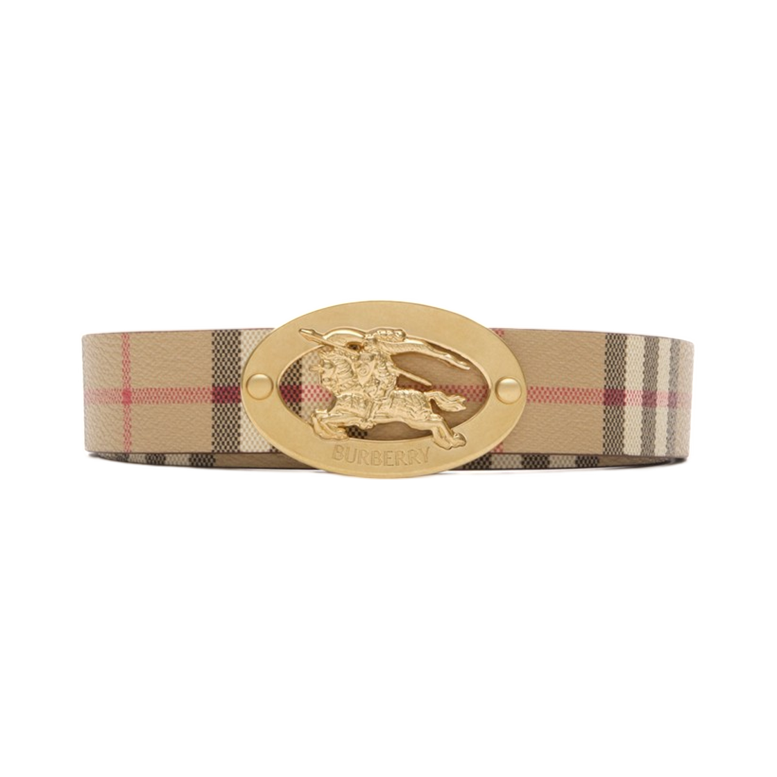 8130008 (W) Burberry Reversible Check Knight Stamp Belt Archive Beige Tobacco