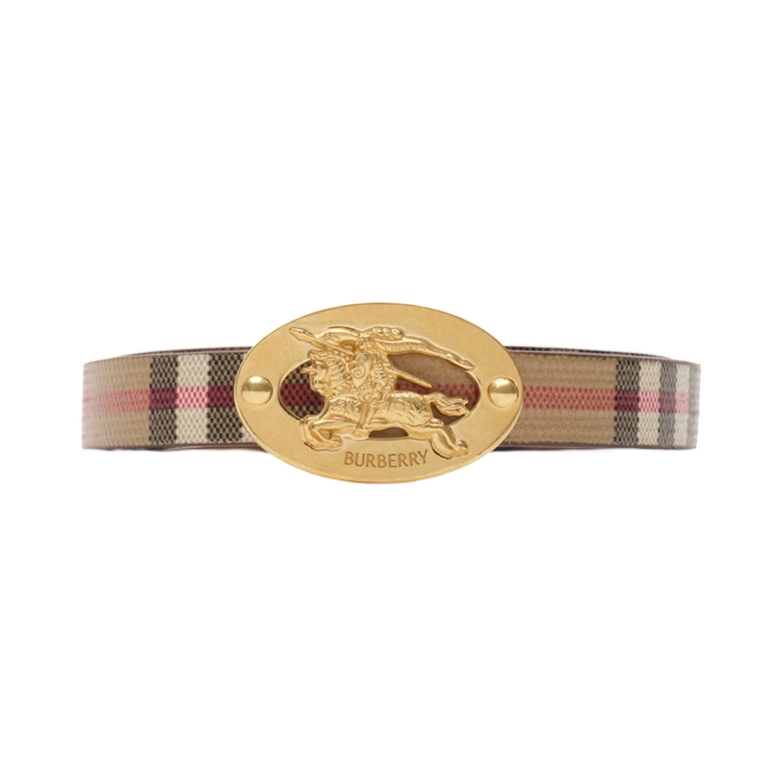 8129436 (W) Burberry Thin Reversible Check Oval Belt Archive Beige Tobacco Brown