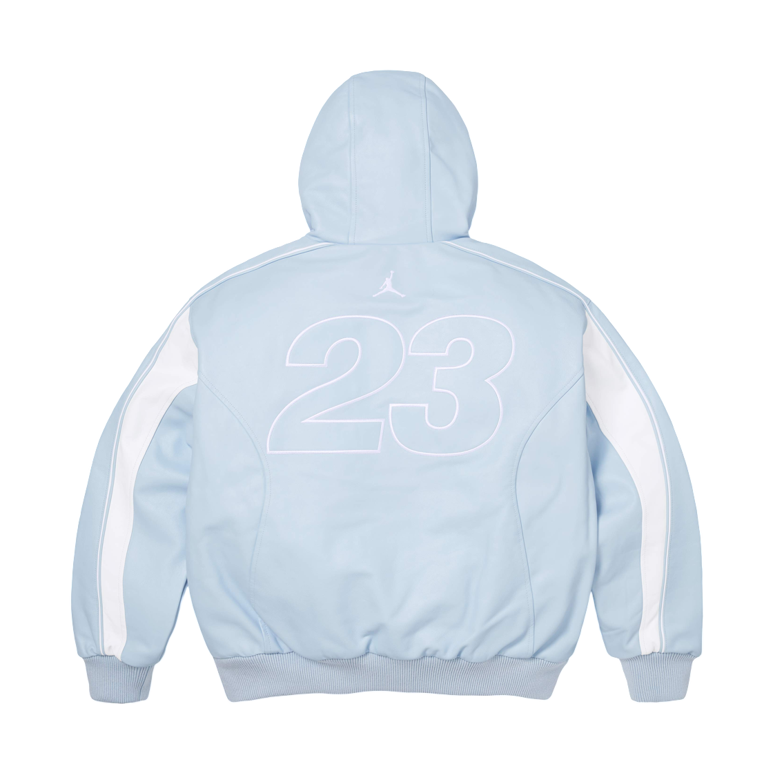슈프림 x 조던 후드 레더 자켓 라이트 블루 - 26SS(Supreme x Jordan Hooded Leather Jacket Light Blue - 26SS) - 2