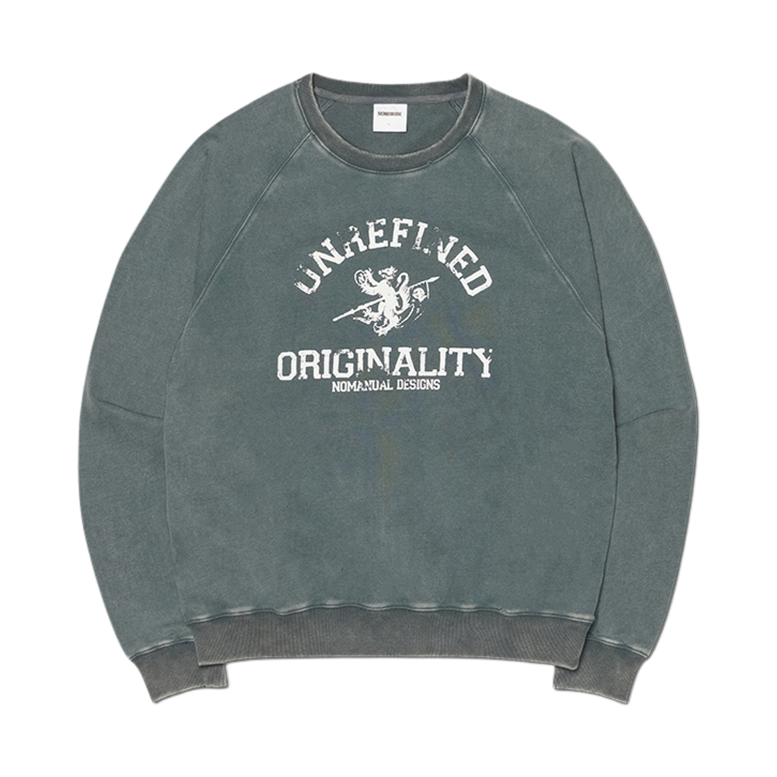 NMSS62SW01WGY NOMANUAL Unrefined Emblem Raglan Sweatshirt Washed Gray
