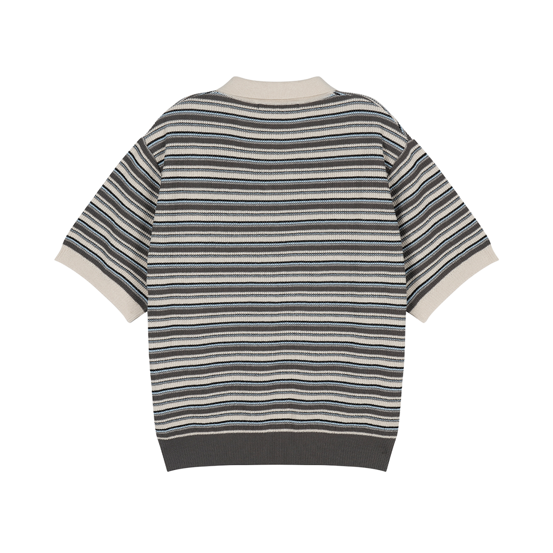 지오송지오 멀티 스트라이프 오픈 카라 니트 그레이 ZI3KT302GY(ZIOSONGZIO Multi Stripe Open Collar Knit Grey) - 2