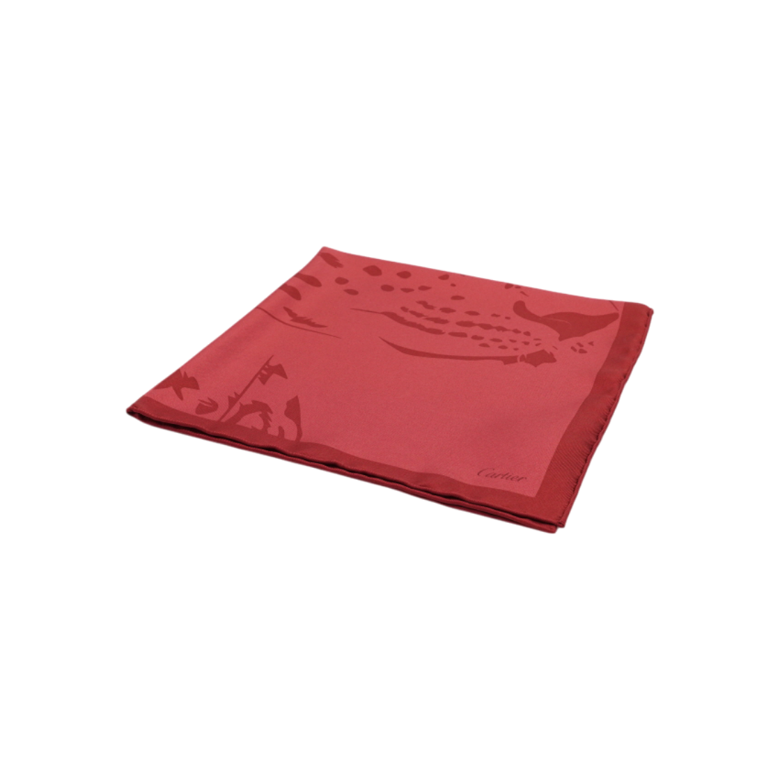 ITERJBKO5WUQ Cartier Brick Red Panther Silk Scarf