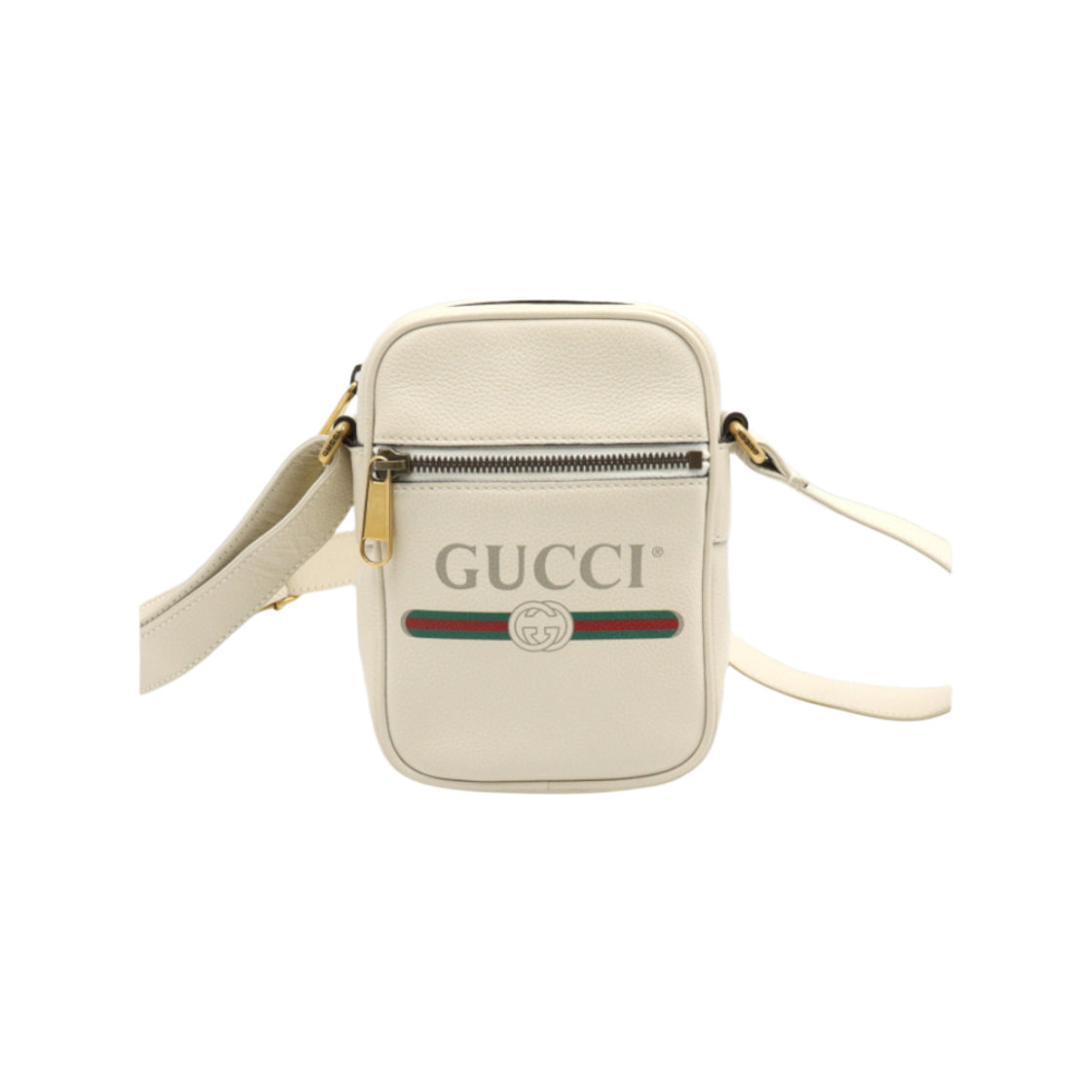IT79AMCNP8AK Gucci White Logo Print Messenger Bag and Crossbody Bag