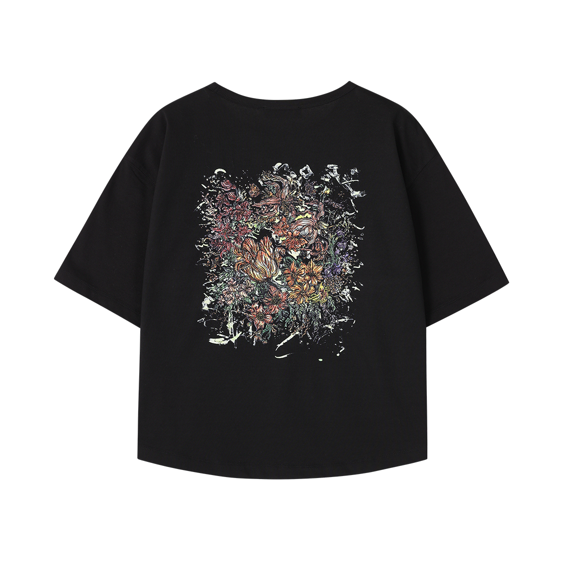 (W) 송지오 플로럴 엠브로이드 티셔츠 블랙((W) SONGZIO Floral Embroidered T Shirt Black) - 2