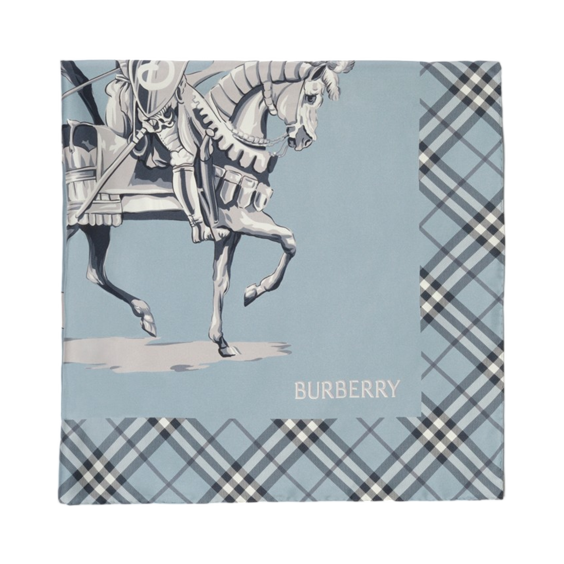 버버리 아카이브 나이트 실크 스카프 뱅크 블루(Burberry Archive Knight Silk Scarf Bank Blue) - 2