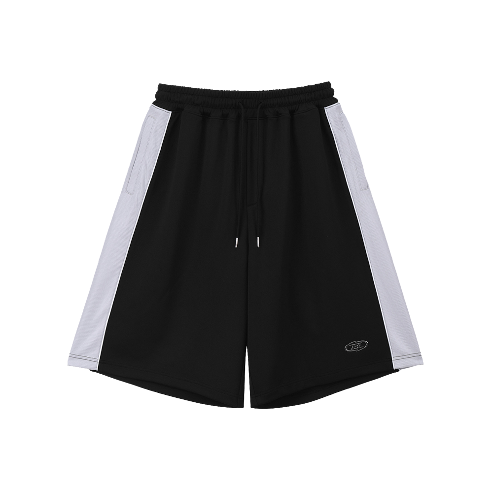 BH2MSP222BK BORN TO WIN Silver B Block Mesh Jersey Bermuda Pants Black